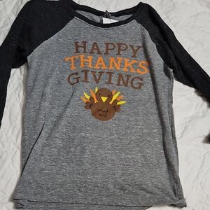 Kids Thanksgiving Raglan Shirt - Gray and Black